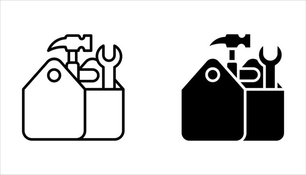 Tool box line icon set. Toolbox, toolkit, instrument. Construction concept on white background