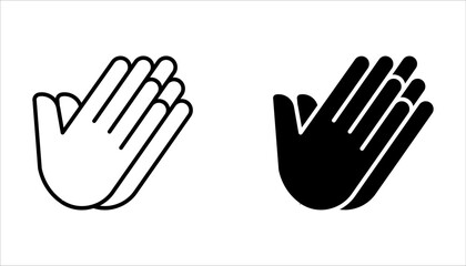 Pray icon set. Hands folded in prayer line icon on white background