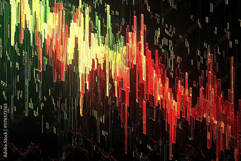 Aufkleber energetic abstract digital market graph with multicolored light streaks : generative ai