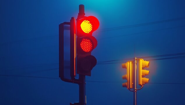 traffic light on the red background