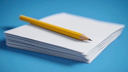 a pencil is sitting on top of a stack of paper