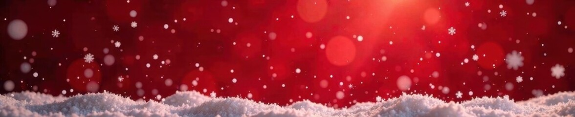 Delicate snowflakes falling on rich red backdrop, creating a snowy scene , falling, holiday