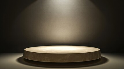 a round white pedestal with a light on top