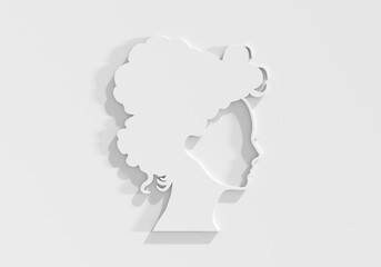 Young woman face side view icon. Elegant silhouette of a female head. Avatar profile sign. 3D render