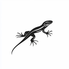 Obraz premium Silhouetted lizard in profile view, detailed anatomical features, scales, claws, and tail are visible.