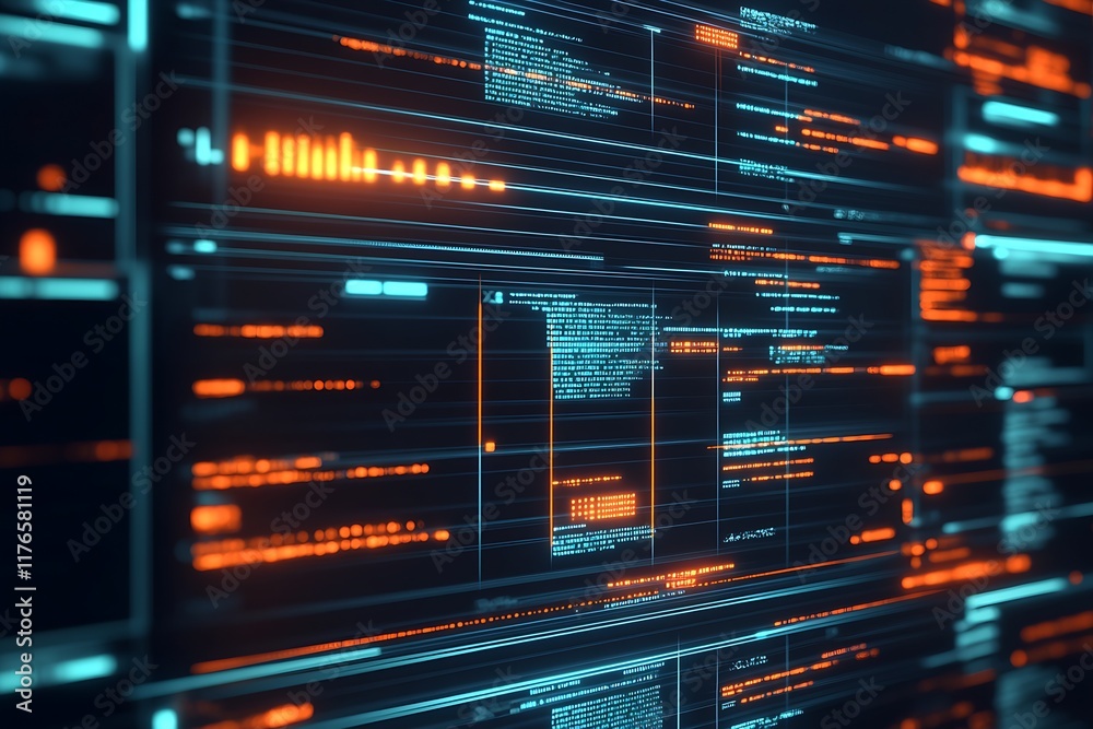 Aufkleber Cyber Technology Interface Visualizing Complex Data : Generative AI