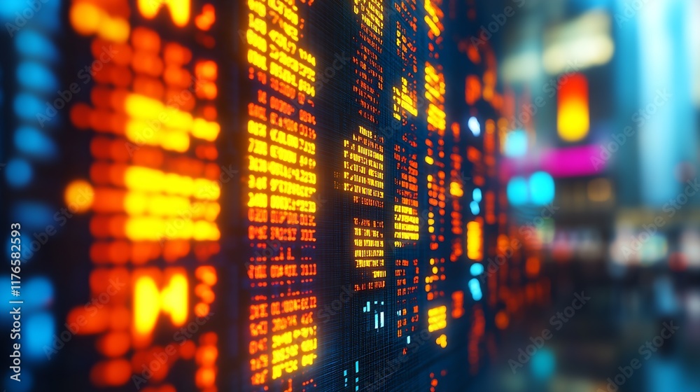 Poster Futuristic Digital Data Stream Background with Neon Motion Effects : Generative AI