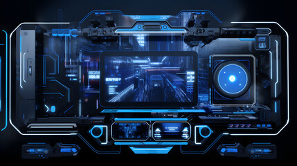 Obraz premium Digital blue futuristic design graphics poster background