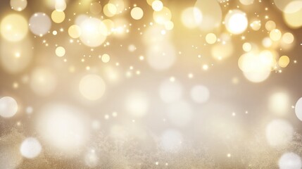 Abstract golden background with bokeh effect and shining defocused glitters. Festive gold texture for Christmas, New Year, birthday, celebration, greeting, victory, success, magic party.