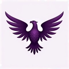 Fototapeta premium Purple phoenix silhouette with spread wings on a light background.