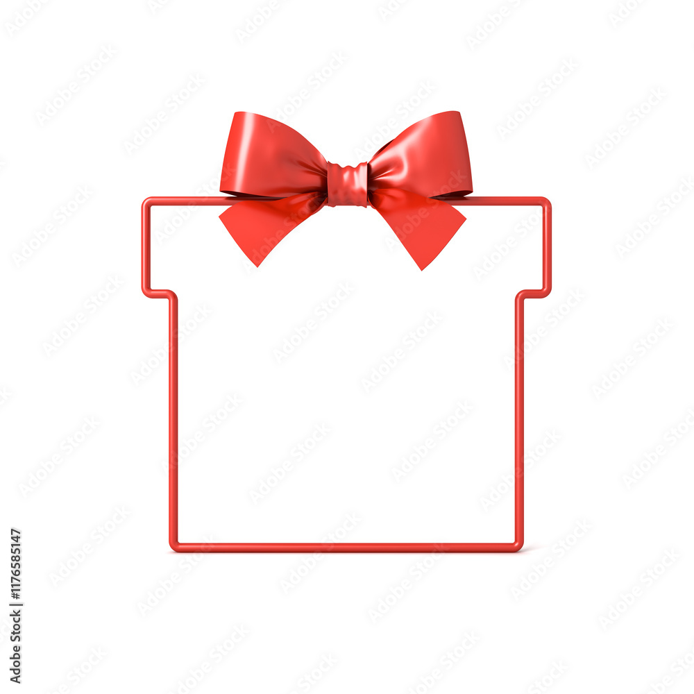 Leinwandbilder Blank red gift box shape frame product display mockup showcase or present frame border stand isolated on white background with shadow minimal creative idea concepts 3D rendering