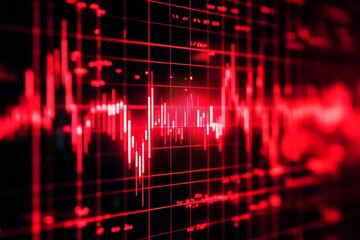 Fototapeta premium Dynamic Red Financial Market Graph with Glowing Forex Trading Data : Generative AI