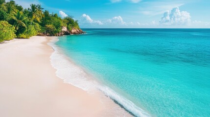 Luxury tropical paradise with secluded white sand beaches turquoise blue waters and swaying palm trees   the ultimate coastal retreat for a relaxing and serene vacation or escape