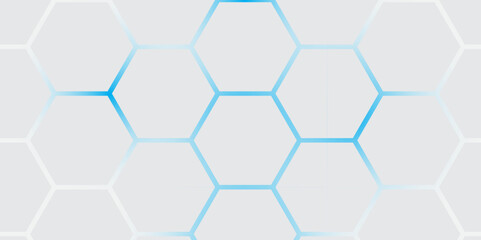 Abstract Hexagon white background , blue light and shadow. Abstract background design with white hexagon and blue light. Abstract. Hexagon. Vector.