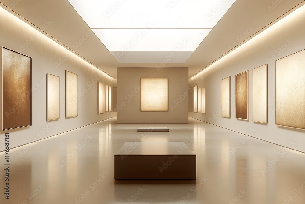 Aufkleber Abstract art display in modern gallery with ambient lighting and smooth finish : Generative AI