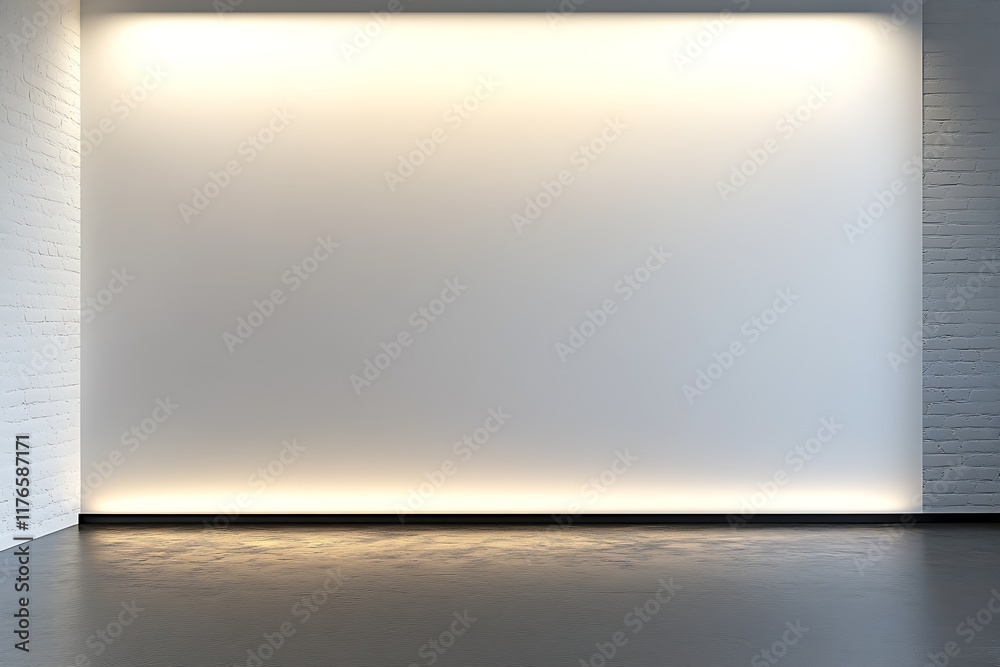 Poster Contemporary Minimalist Wall with Elegant Ambient Lighting and Clean Design : Generative AI