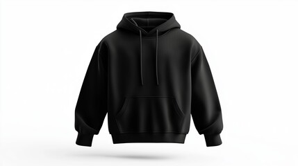 Black hoodie mockup, white background.Generated by AI.