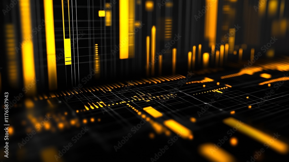 Poster abstract digital network in contemporary black and yellow tech theme : generative ai
