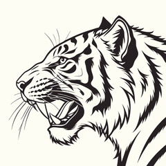  tiger face illustration logo design Vector.