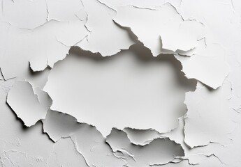 Obraz premium Torn paper with a hole set against a white background