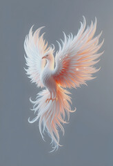 Obraz premium ethereal phoenix plumes frozen in an abstract futuristic 3d texture isolated on a transparent background, vector style, with white tones