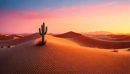 minimalist desert landscape with rolling dunes under a pastel 