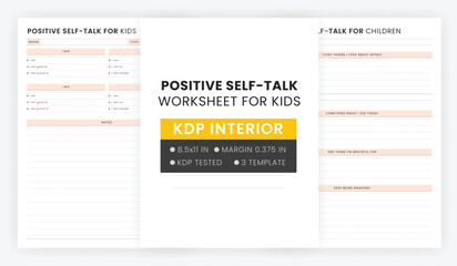 Positive Self-Talk Worksheet for Kids and Children, Kids worksheet, Self-esteem worksheet