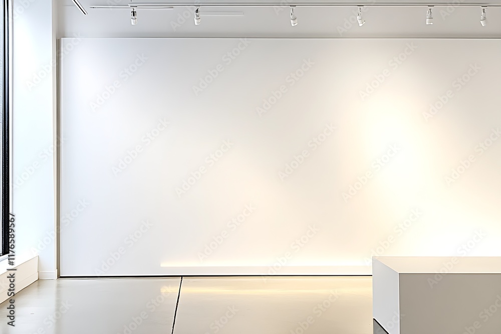 Poster Elegant Minimalistic Art Gallery Display with Soft Lighting and Spacious Interiors : Generative AI