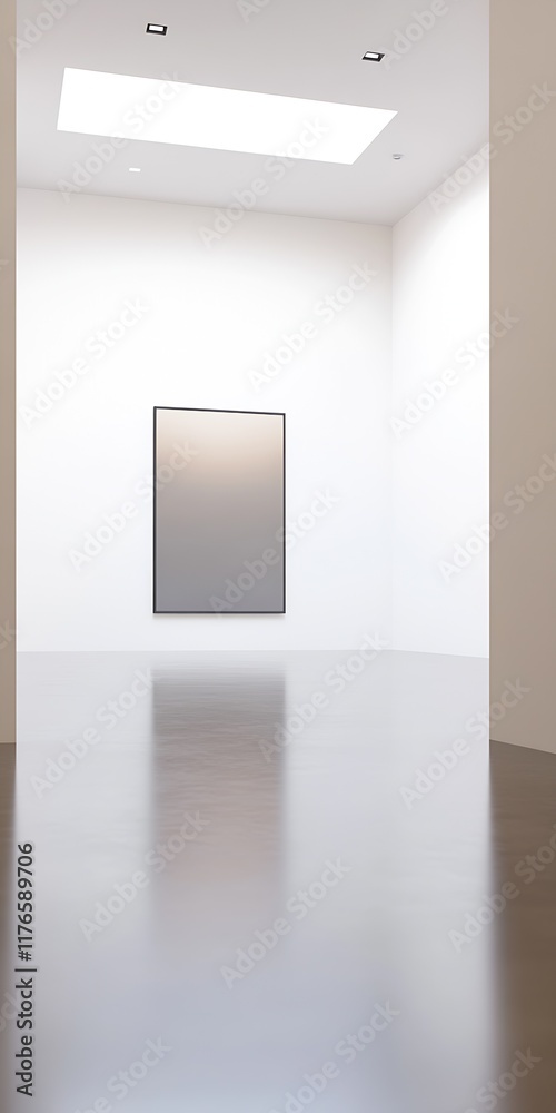 Poster sleek art gallery interior with modern art and soft ambient lighting : generative ai