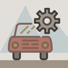 Design Illustration vector graphic of services car icon with line style. Suitable for UI, mobile design, web design, etc