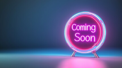 "Coming Soon" Retro Neon Sign on Trendy Background. AI Generative.