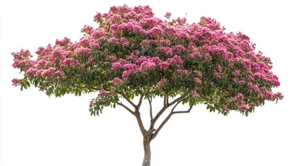 Obraz premium A colorful jacaranda tree adorned with clusters of vivid purple flowers isolated on a white background