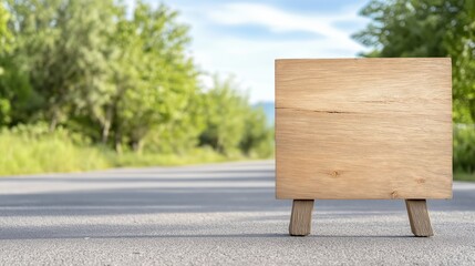 Fototapeta premium Empty wooden sign on the road, ideal for adding text with copy space image