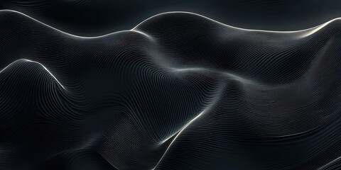 Naklejka premium Black abstract background. Silk satin velvet fabric. Elegant luxury rich. Curtain drapery fold line wave flow.