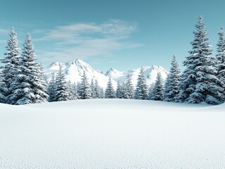 Obraz premium A soft blanket of snow blankets the outdoor landscape, creating a tranquil setting, winter time, outdoors blanket