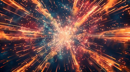 Naklejka premium Firework Explosion Pattern Dynamic firework explosion pattern with a blank central area for text