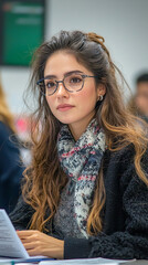 Young Woman Student Glasses Casual Cozy Winter