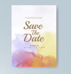 Wedding invitation with Abstract splashed watercolor background