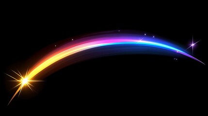 Obraz premium A vibrant multicolored shooting star streaks across the dark night sky