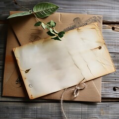 Vintage old paper with grunge texture on a table, perfect for a scrapbook or invitation design,...