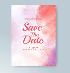 Wedding invitation with Abstract splashed watercolor background