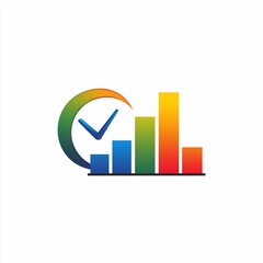 Colorful graphic design of a clock with a check mark and progress bar chart.