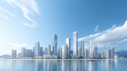 Fototapeta premium Korea Incheon buildings skyline with ocean front