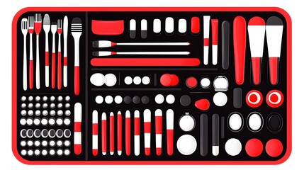 Creative kitchen utensils and tools modern home graphic design minimalist style top view visual art
