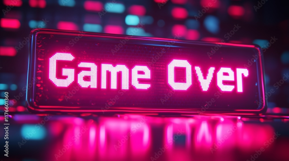 Fototapete abstract animation of game over text background.