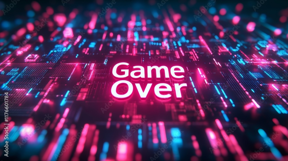 Fototapete abstract animation of game over text background.