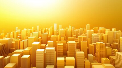 Obraz premium Golden cityscape visualization urban environment 3d rendering aerial view modern architecture concept