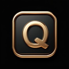 Golden Letter Q Icon on Black Background
