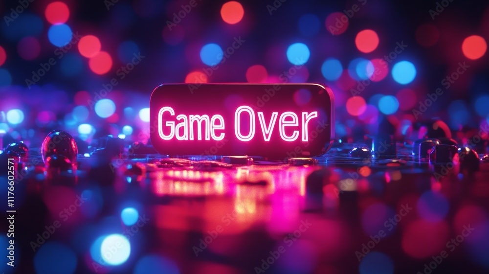Fototapete abstract animation of game over text background.