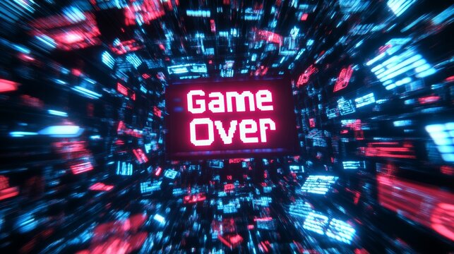 abstract Animation of game over text background.